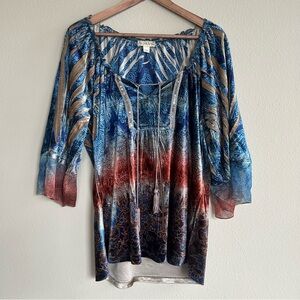 Love and Let Live Velvet Boho Bell Sleeve Top M FairyCore CottageCore Gypsy